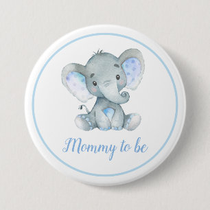 Mama zur Junge Mutter Elephant Baby Boy Shower Blu Button