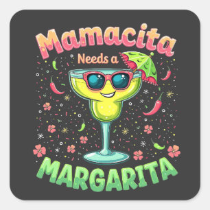 Mamacita benötigt ein Party von Margarita Cinco De Quadratischer Aufkleber