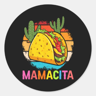 Mamacita Lustiger Taco Kaktus Cinco De Mayo Fiesta Runder Aufkleber