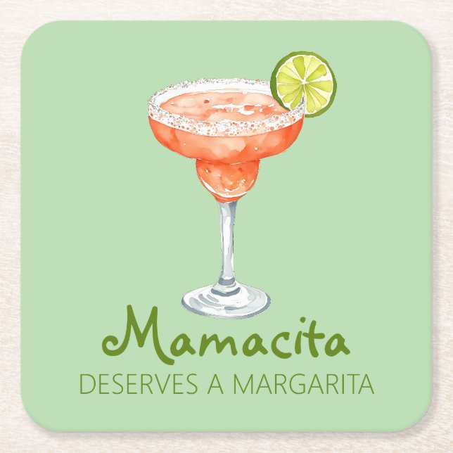 Mamacita verdient einen Margarita Strawberry Marg Rechteckiger Pappuntersetzer (Vorderseite)