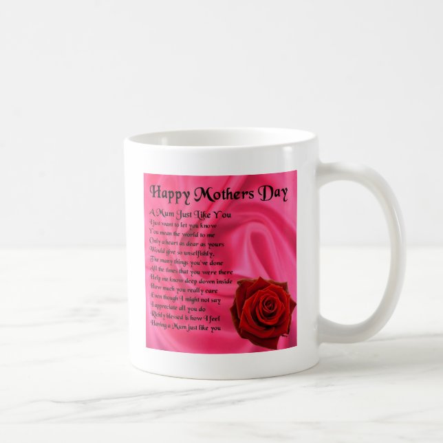 Mamagedicht - Mutter-Tag - rosa Seide u. Rose Kaffeetasse (Rechts)