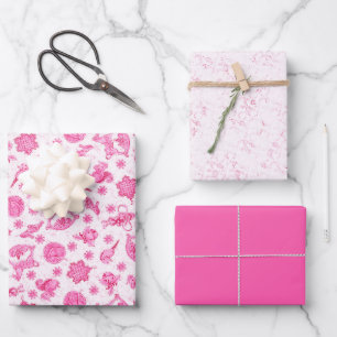 MaMagical Pink Kitsch Wasserfarbe Ditsy Weihnachte Geschenkpapier Set