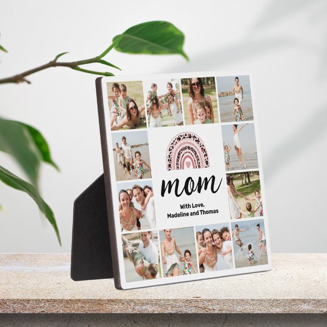 Maman 12 Photo Collage Rainbow Plaque (Créateur téléchargé)