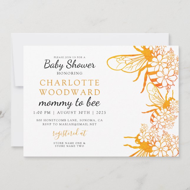 Maman À Être Floral Baby shower Invitation (Devant)
