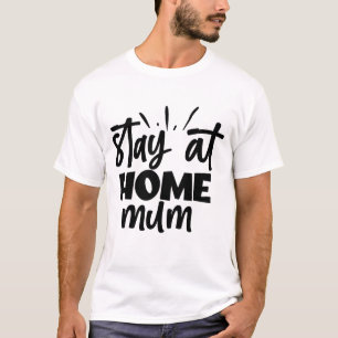 Maman à la Maison T-Shirt à Lettres Manuscrites Mi