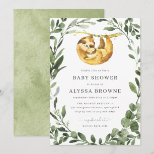 Maman Baby Sloth Baby shower Invitation