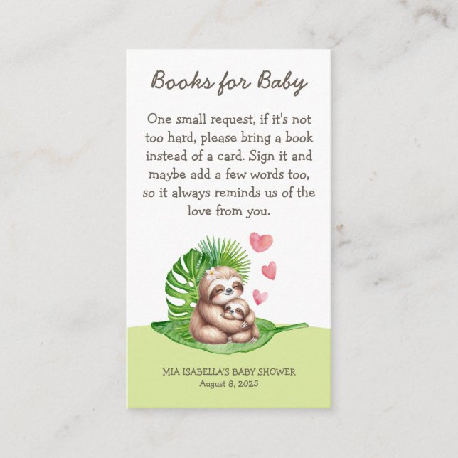 Maman & Baby Sloth - Livres Pour Bébé - Carte Douc (Devant)