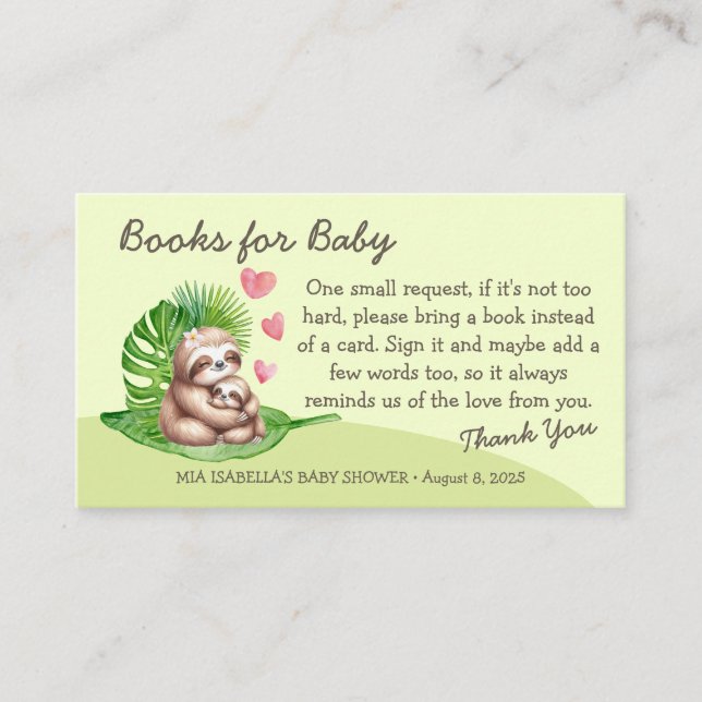Maman & Baby Sloth - Livres Pour Bébé Cartes De Bo (Devant)