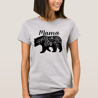 Maman Bear Tshirt avec des fleurs
