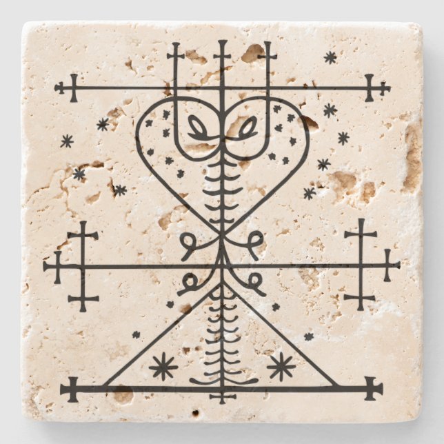 Maman Brigitte Vodou Veve Altar Steinuntersetzer (Vorderseite)