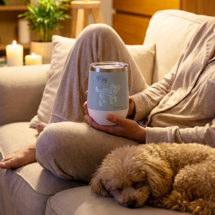 Maman Caniche Personnalisée Silhouette de Coeur Bl