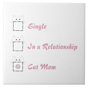 Maman Chat Chaton Mignon Carreau Céramique Blanc &