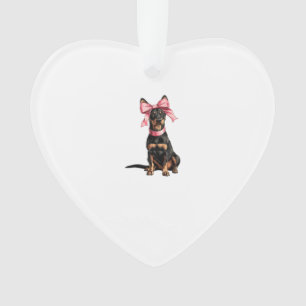 Maman Chien Doberman Fille Rose Ruban Coquette
