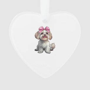 Maman Chien Havanais Fille Arc Coquette Rose