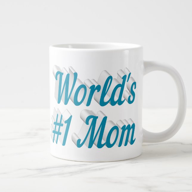 Maman ciel bleu demi-texte géant tasse de café (Droite)