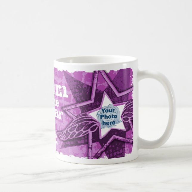 Maman de l'année photo étoiles violet clair mug (Droite)