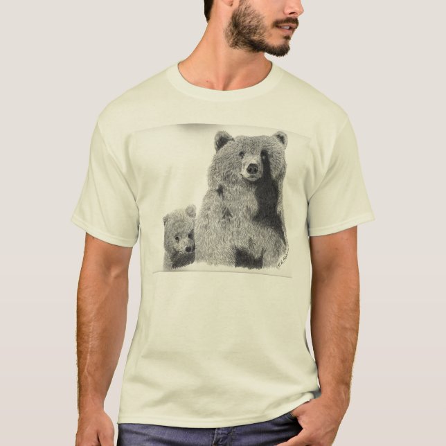Maman d'ours gris et T-shirt de petit animal (Devant)