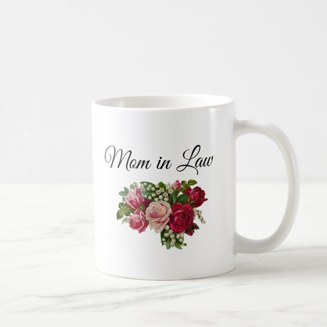 Maman en droit Floral Rose Bouquet Mug (Droite)