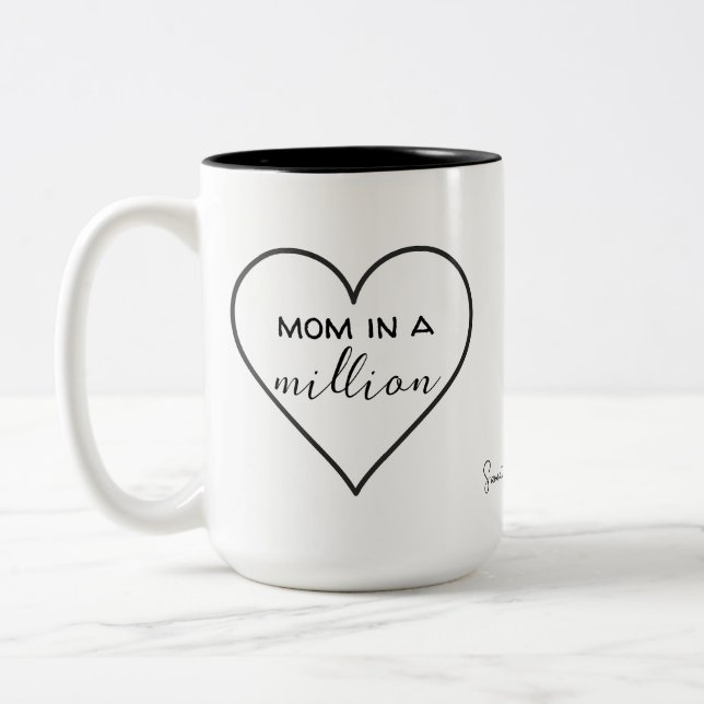 "Maman en un million" Coeur Mug | Cadeau de la fêt (Gauche)