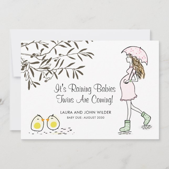 Maman enceinte Grossesse Faire-part jumeaux (Devant)