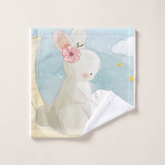 Maman Et Bébé Bunny| Cadeau Pour Les Enfants (Gant de toilette)