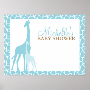 Maman et bébé Giraffe Baby shower Affiche de bienv
