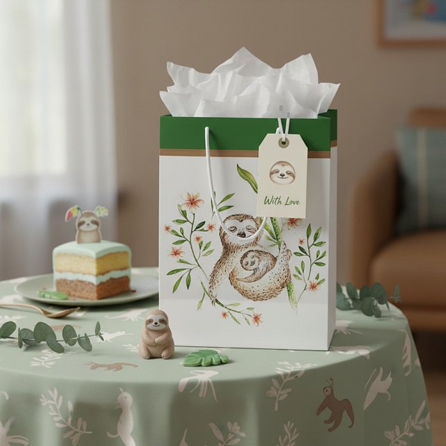 Maman et bébé paresseux sac cadeau moyen (Créateur téléchargé)