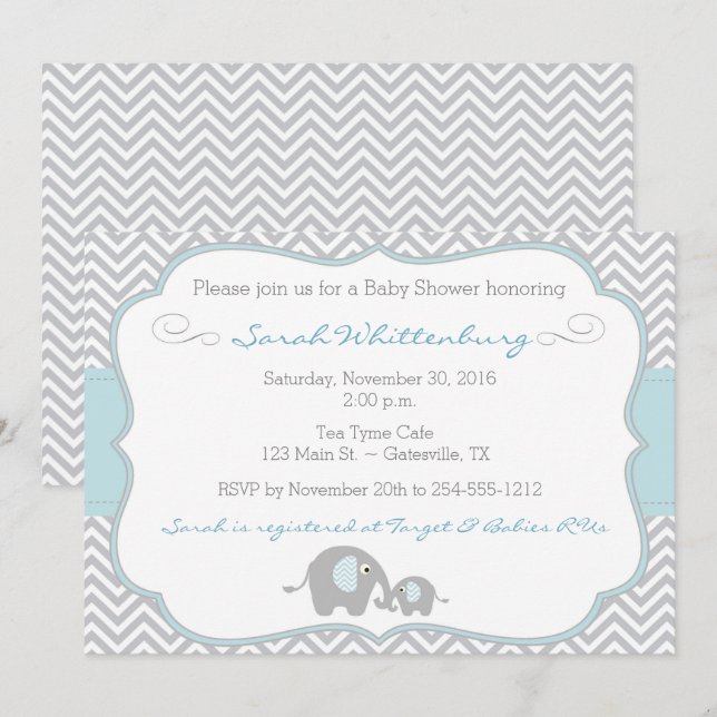 Maman et moi invitation de baby shower de Chevron (Devant / Derrière)