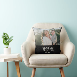 Maman Établie, Photo, Écriture, Coussin Jeté