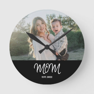 Maman Établie, Photo, Écriture, Horloge Ronde