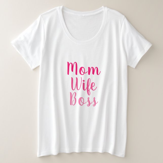 Maman femme patron rose blanc script personnalisé  (Design devant)