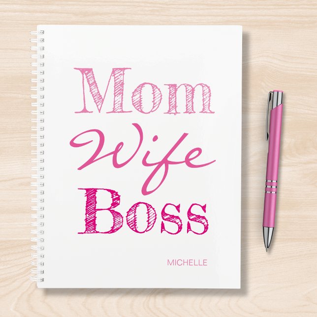 Maman Femme Typographie Boss Ajouter Votre Nom (Créateur téléchargé)