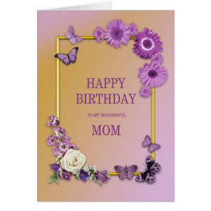 Maman Fleurs d'anniversaire et papillons