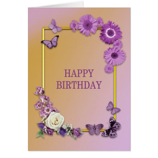 Maman Fleurs d'anniversaire et papillons (Devant)