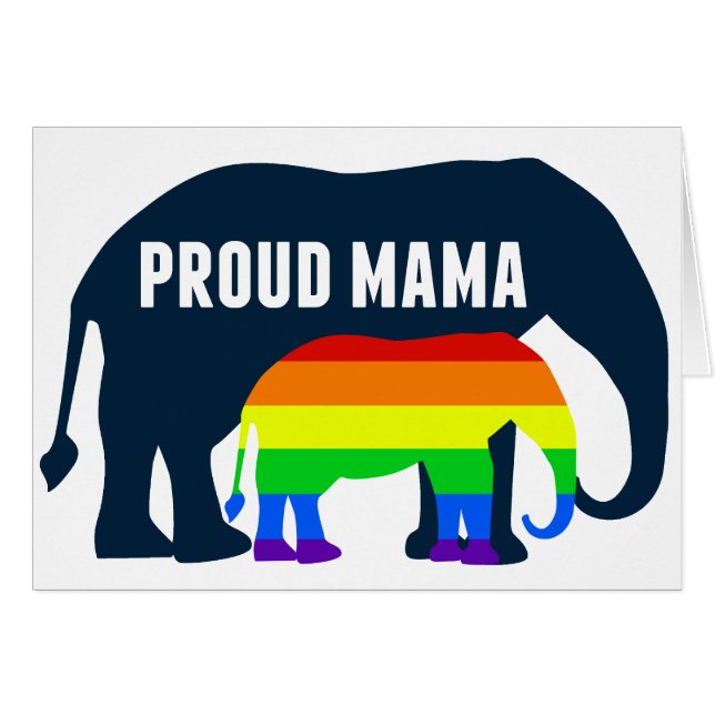 Maman gay pride Fier Mama Elephant Arc-en-ciel LGB (Devant horizontal)