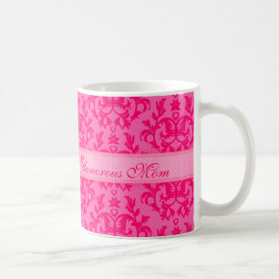 Maman glamour damassé chauve tasse rose