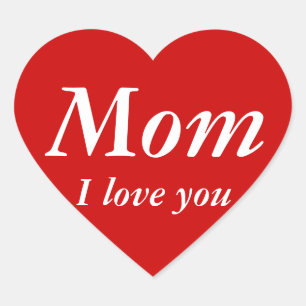 Maman Je t'aime autocollant (forme de coeur)