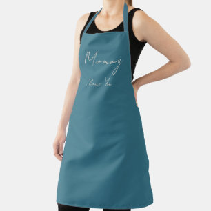 Maman Je t'aime Turquoise bleu couleur tablier