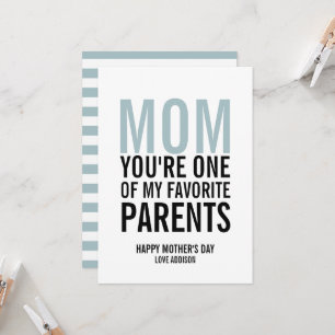 Maman Ma carte de fête de la mère du parent favori