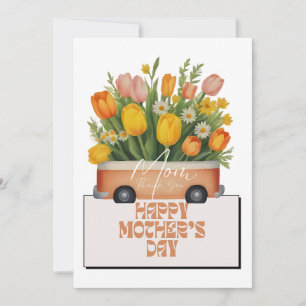 Maman, Merci Peach Bouquet Carte de fête des mères