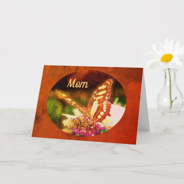 Maman Mon Hero Papillon Carte d'anniversaire (Petite plante)