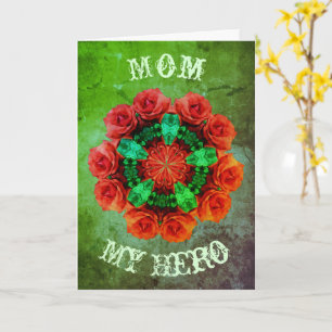 Maman Mon héros Rose Art Carte d'anniversaire
