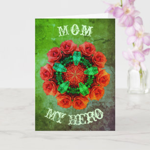 Maman Mon héros Rose Art Carte de fête des mères