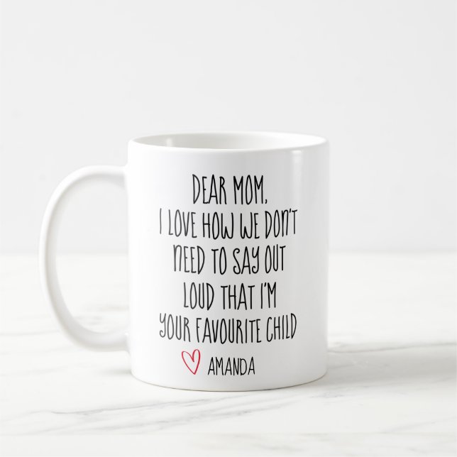 Maman Mug Café, Enfant Préféré, Mug Personnalisé,  (Gauche)