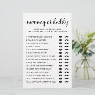 Maman ou papa jeu Baby shower partie Carte de jeu