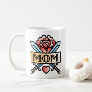 Maman Tattoo Style Rose café Mug
