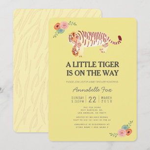 Maman Tiger Carry Cub Baby shower jaune Invitation