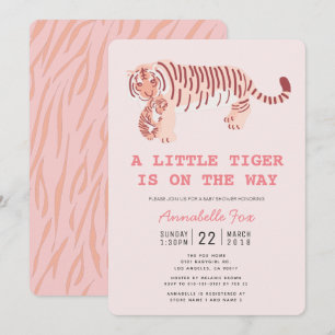 Maman Tiger Carry Cub Baby shower rose Invitation