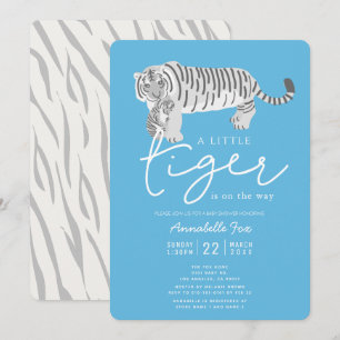 Maman Tiger & Cub Baby shower Bleu Invitation