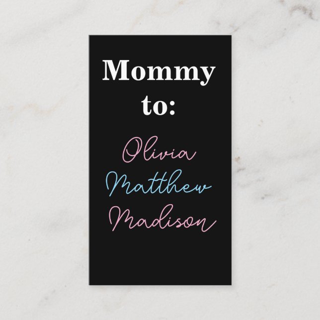 Maman to : Pink Blue Kids Noms de la carte d'appel (Devant)